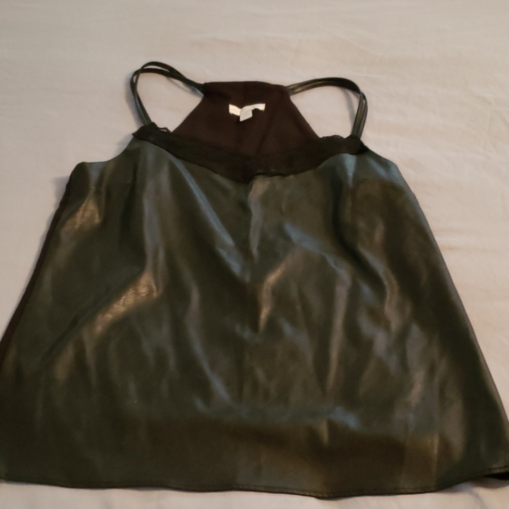 Faux leather camisole style tank top